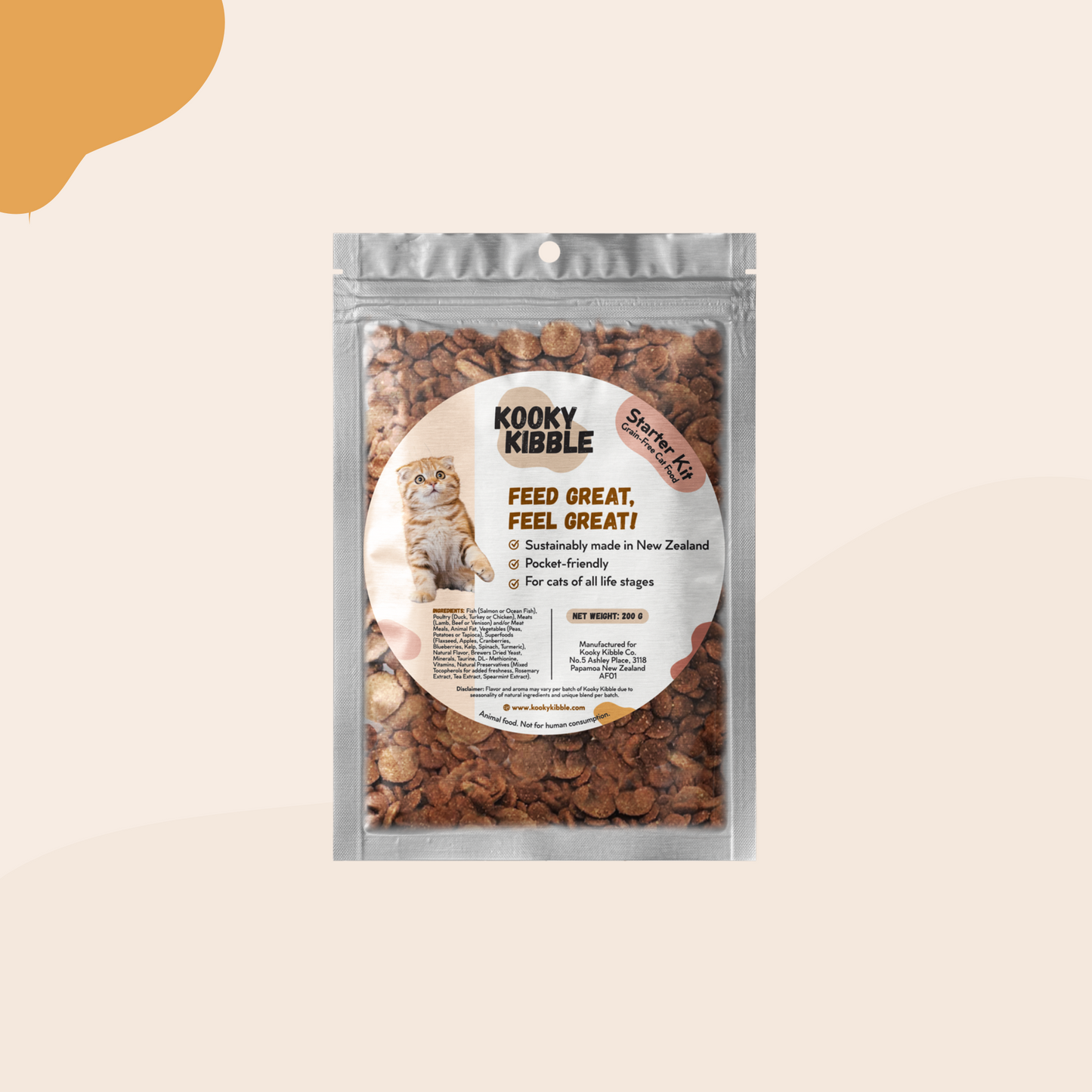 Kooky Kibble Grain-Free Dry Cat Food for All Life Stages Starter Kit (200g)