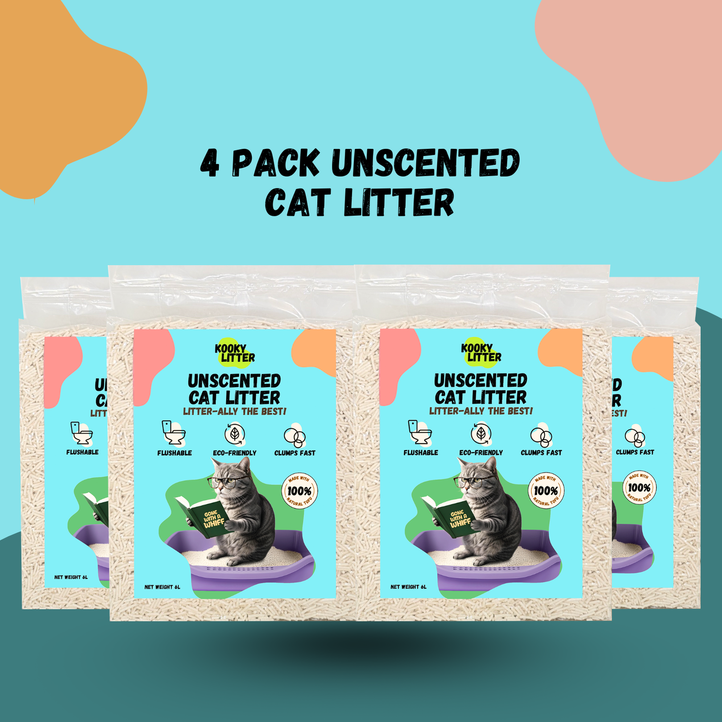 Kooky Unscented Cat Litter 2.5kg Flushable Tofu Eco Friendly New Zealand Made