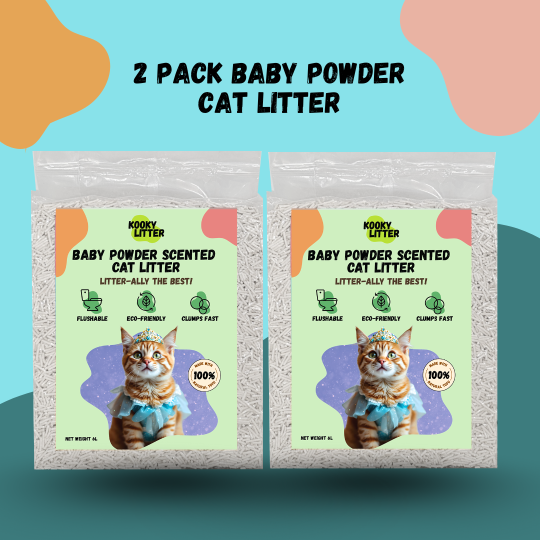 Kooky Baby Powder Scented Cat Litter 2.5kg Flushable Tofu Eco Friendly New Zealand Made