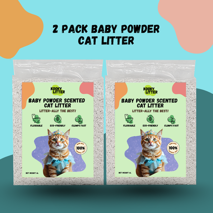 Kooky Baby Powder Scented Cat Litter 2.5kg Flushable Tofu Eco Friendly New Zealand Made
