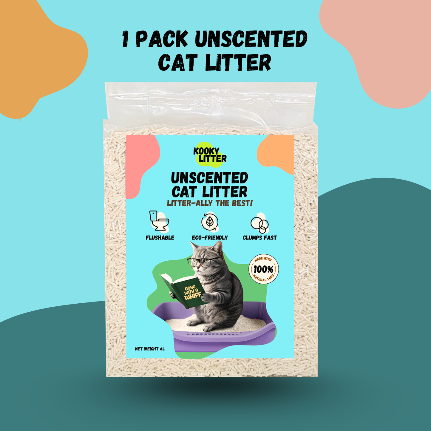 Kooky Baby Powder Scented Cat Litter 2.5kg Flushable Tofu Eco Friendly New Zealand Made