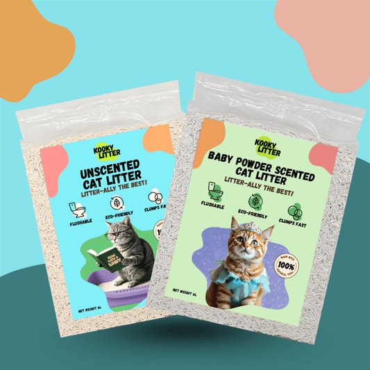 Kooky Flushable Cat Litter 2.5kg | Unscented & Baby Powder | Eco-Friendly Cat Litter - Kooky Kibble Singapore