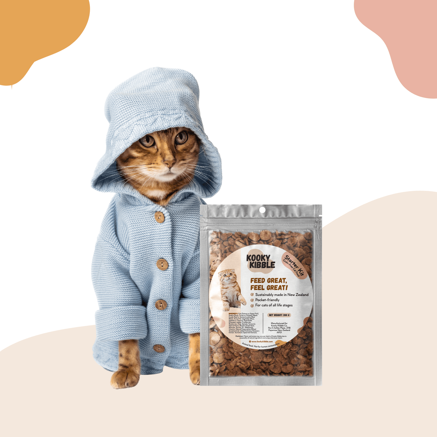 Kooky Kibble Grain-Free Dry Cat Food for All Life Stages Starter Kit (200g) - Kooky Kibble Singapore
