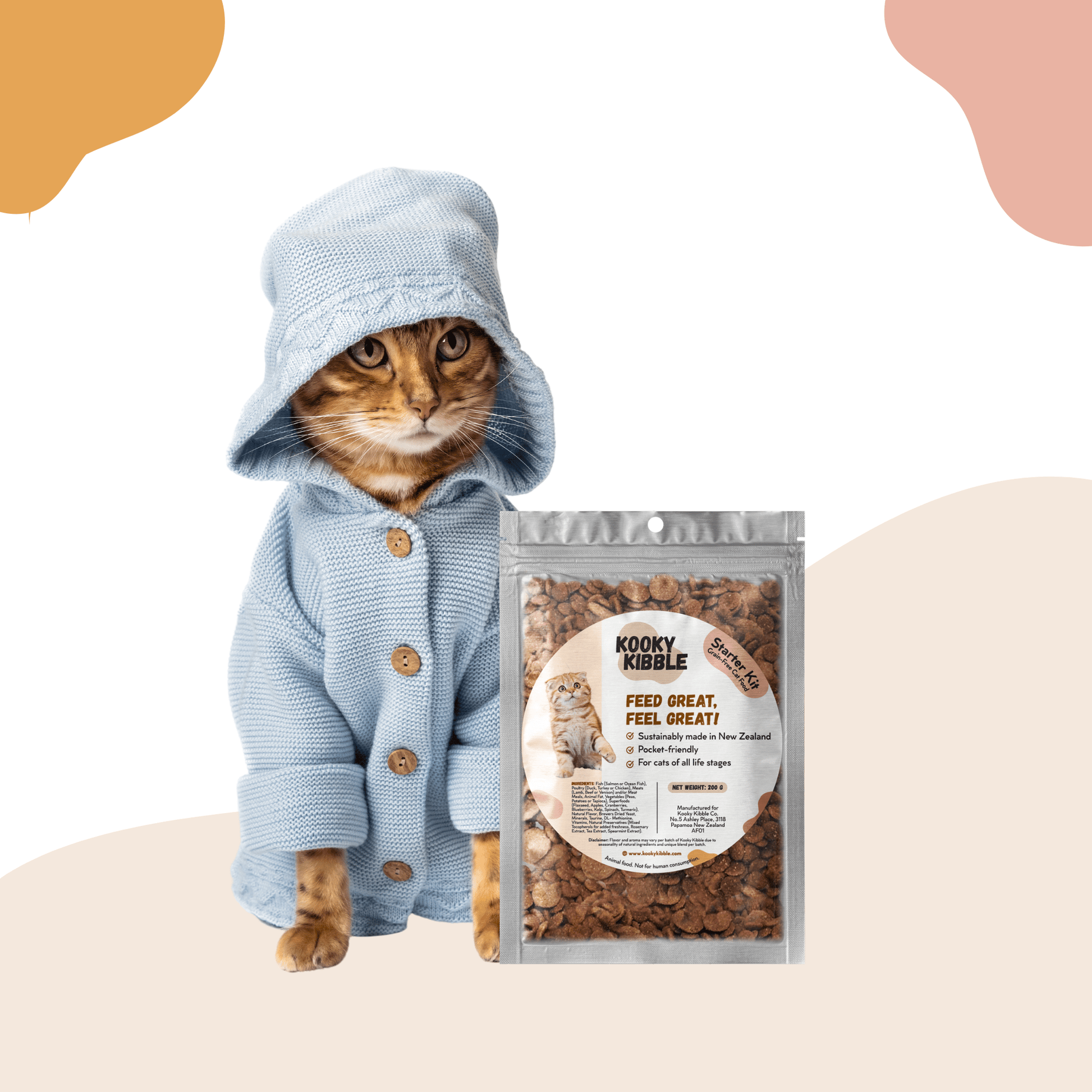 Kooky Kibble Grain-Free Dry Cat Food for All Life Stages Starter Kit (200g) - Kooky Kibble Singapore
