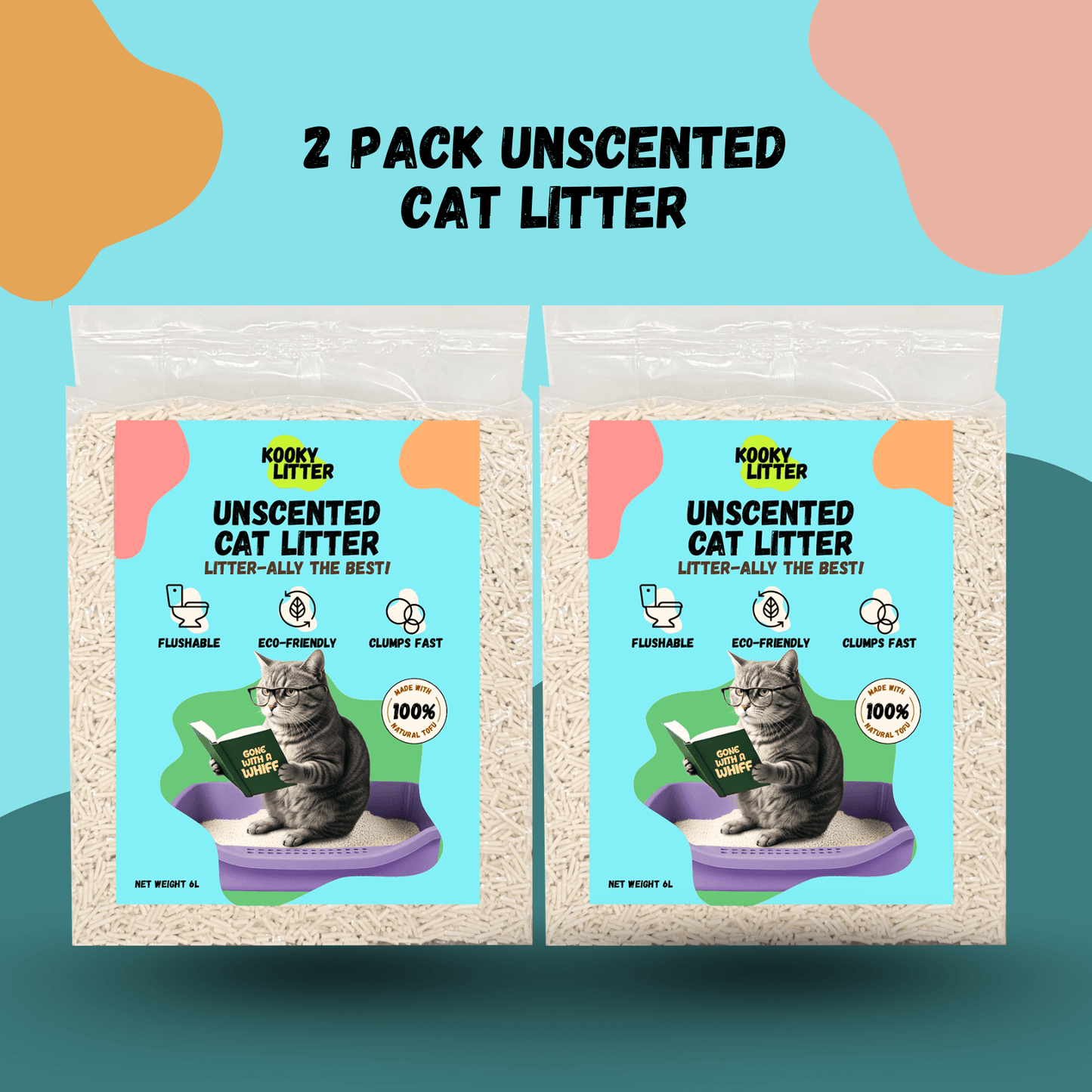 Kooky Unscented Cat Litter 2.5kg Flushable Tofu Eco Friendly New Zealand Made - Kooky Kibble Singapore
