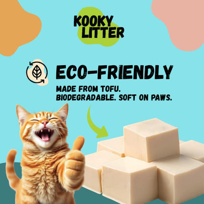 Kooky Baby Powder Scented Cat Litter 2.5kg Flushable Tofu Eco Friendly New Zealand Made